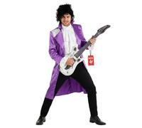 Morph Costume da pop star viola da uomo con giacca e parrucca, costume da musicista per adulti, costumi di Halloween da uomo, XL