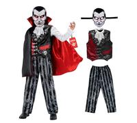 Morph Costume Dracula Bambino, Vestito Dracula Vampiro Bambino, Vestito Horror Spaventoso per Carnevale e Halloween da Vampiri Dracula L