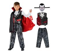 Morph Costume Dracula Bambino, Vestito Dracula Vampiro Bambino, Vestito Horror Spaventoso per Carnevale e Halloween da Vampiri Dracula S