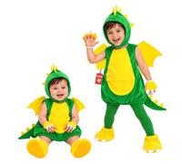 Morph Costume Drago Bambino, Costume Halloween Bambino | Tabard Verde, Cappuccio, Ali, Coda & Copriscarpe, Morbido al Tatto, Perfetto per Halloween, Ideale per il Gioco di Ruolo