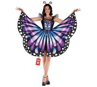 Morph Costume Farfalla Donna - Vestito Carnevale Adulto con Cerchietto Antenne, Abito per Feste e Halloween, M