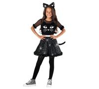 Morph Costume Gatto Bambina - Vestito Gattina per Carnevale, Halloween e Feste a Tema, Abito da Gatta per Bambine., 10-12 anni
