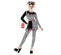 Morph Costume Giullare Donna - Vestito Carnevale Clown, Abito Circo per Halloween, Compleanni e Party., L