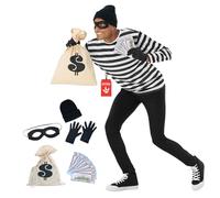 Morph Costume Ladro Vestito Addio Al Celibato Uomo - Carcerato per Halloween, Carnevale e Party Abito Divertente e Originale, XL