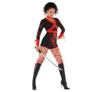 Morph Costume Ninja Donna Nero e Rosso, Vestito Ninja Donna, Costume Carnevale e Halloween Vestito Giapponese XL