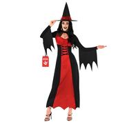 Morph Costume Strega Donna Rosso - Abito Halloween per Donna, Vestito Strega per Feste, Compleanni e Party di Halloween, M
