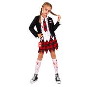 Morph Costume Zombie Bambina, Costume Halloween Bambina | Giacca con Camicia & Gonna a Quadri, Design Scolara Horror, Perfetto per Halloween, Ideale per il Gioco di Ruolo