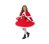 Morph Costumes Costume Babbo Natale Bambina, Vestito Natalizio Rosso Bambini Taglia M