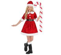 Morph Vestito Babbo Natale Bambina - Costume Natalizio per Bambine, Abito Festivo per Feste, Compleanni e Party di Natale, 10-12 anni