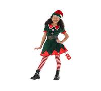 Morph Vestito Elfo Bambina - Costume Folletto Natalizio per Bambina, Abito Elfa per Natale e Feste, Vestiti Elfo Bambina