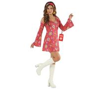 Morph Vestito Hippie Donna - Costume Anni 70 per Carnevale, Festa a Tema, Abito Vintage per Halloween e Party, M