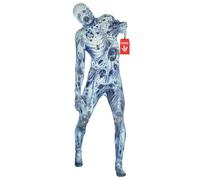 Morphsuit, costume da mostro, motivo: teschio e ossa | Tuta Integrale Blu con Cappuccio, Stampa Teschio e Ossa, Chiusura con Zip, Perfetto per Halloween, Ideale per il Cosplay