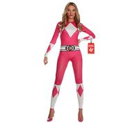 Morphsuits Costume Power Ranger Rosa Donna, Tuta Halloween Donna | Tuta Integrale Rosa con Cappuccio, Design Ranger Rosa, Chiusura con Zip, Perfetto per Halloween, Ideale per il Cosplay