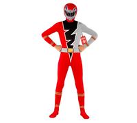 Morphsuits Costume Power Rangers Bambino, Tuta Halloween Bambino | Tuta Intera Rossa Aderente, Design Rosso Dino Fury, Chiusura con Zip, Perfetto per Halloween, Ideale per il Cosplay