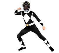 Morphsuits Costume Power Rangers Mighty Morphin Nero per Bambini, Vestito Power Rangers per Bambini, Costume Carnevale e Halloween L
