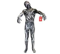 Morphsuits Costume Scheletro Bambino, Tuta Halloween Bambino | Tuta Integrale con Cappuccio, Stampa Ossa Scheletro Bianca, Perfetto per Halloween, Ideale per il Gioco di Ruolo