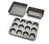 Morphy Richards Set da forno antiaderente - 12 muffin, teglia quadrata da 22,9 cm e teglia per pagnotta 9 x 5 - resistente acciaio al carbonio, utilizzabile in forno e lavastoviglie, 849008