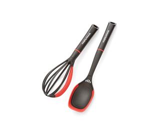Morphy Richards Set di frusta e cucchiaio solido, utensili in nylon e silicone resistenti al calore | Raschietto integrato, spogliarellista e cucchiaio dosatore | Antiaderente | Lavabile in