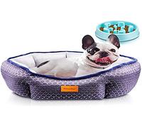 morpilot Cuccia per Gatti e Cani Interno, Lettino Divano per Animali Domestici con Morbido Cuscino Staccabile, Lavabile in Lavatrice, Cuccia Gatto, Cuccia Cane(60*60*18 cm), con Ciotola Mangia Lento