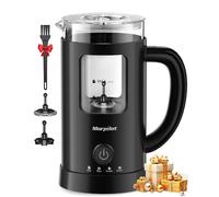 Morpilot Montalatte elettrico, 130-600 ml, 550 W, montalatte 4 in 1, per acqua calda e fredda, vetro visivo, design latte, nero