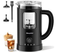 Morpilot Montalatte elettrico, 4 in 1, per acqua calda e fredda, 550 W, 600 ml, design latte, vetro visivo, facile da pulire, nero