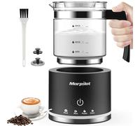 Morpilot Schiumatore per latte elettrico 4 in 1, grande capacità 500 ml 600 W Milk Frother in vetro per schiuma di latte caldo freddo e latte caldo, emulsionatore di latte diviso per cappucccino