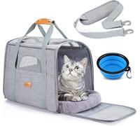 Morpilot Trasportino per gatti grandi e cuccioli fino a 7 kg, con cerniere di sicurezza, pieghevole, per il trasporto di gatti e cani, per andare al veterinario, 43.5x31x34cm, Grigio chiaro(M)