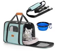 Morpilot Trasportino per gatti grandi e cuccioli fino a 7 kg, con cerniere di sicurezza, pieghevole, per il trasporto di gatti e cani, per andare al veterinario, 44x31x34cm, Turchese
