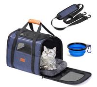 Morpilot Trasportino per gatti grandi e cuccioli fino a 9 kg, con cerniere di sicurezza, pieghevole, per il trasporto di gatti e cani, per andare al veterinario, 47x32x36cm, Blu avio