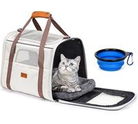 Morpilot Trasportino per gatti grandi e cuccioli fino a 9 kg, con cerniere di sicurezza, pieghevole, per il trasporto di gatti e cani, per andare al veterinario, 47x32x36 cm, Beige