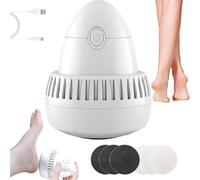 Morrat Foot Grinder, Electric Foot Callus Remover with Built-in Vacuum, Portable Electric Foot Callus Remover for Dead Skin & Hard Dry Heels, 2 Speed Level & 2 Grinding Heads (6 Grinding Discs)