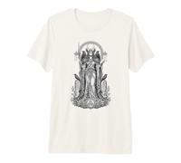 Morrigan Celtic Raven Dea Sacro Guerriero Line Art Maglietta Premium