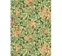 Morris & Co Carta da parati Honeysuckle - Green/ Coral/ Pink