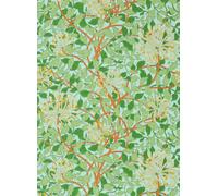 Morris & Co Carta da parati Honeysuckle - Sky/ Burnt Orange