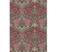 Morris & Co Carta da parati Honeysuckle & Tulip - Burgundy/ Sage