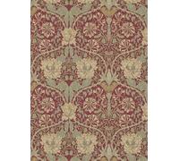 Morris & Co Carta da parati Honeysuckle & Tulip - Red/ Gold