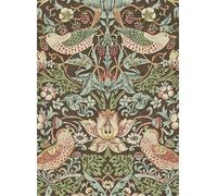 Morris & Co Carta da parati Strawberry Thief - Chocolate/ Slate
