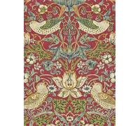 Morris & Co Carta da parati Strawberry Thief - Crimson/ Slate
