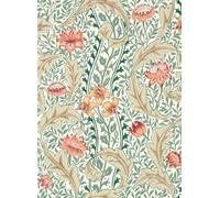 Morris & Co Carta da parati Wild Tulip & Vine - Coral/ Teal