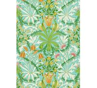 Morris & Co Carta da parati Woodland Weeds - Orange/ Turquoise