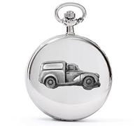Morris Minor Van ref163 - Orologio da tasca al quarzo da uomo, effetto peltro, con cassa in argento lucido, idea regalo