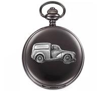 Morris Minor Van ref163 - Orologio da tasca al quarzo da uomo, effetto peltro su una cassa nera lucida, regalo