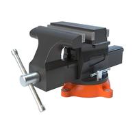 Morsa da banco 1 pezzo con base di bloccaggio girevole, morsa officina in ferro duttile ganascia a due vie for la lavorazione dei metalli e del legno Per Falegnameria, Foratura