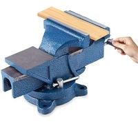 Morsa da Banco 150 mm Girevole 360° con Ganasce in Acciaio Fissaggio Sicuro Scanalature a Diamante Incudine Integrata