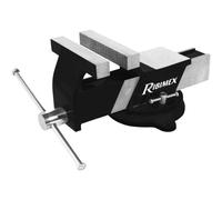 Ribimex Morsa da Banco in Acciaio, Apertura 100 mm, Base Rotante con Blocco Indipendente, Vite e Leva in Acciaio Cromato, Fissaggio Robusto per Lavorazioni di Precisione - PRETAU100/A