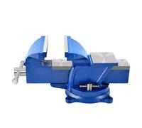 Morsa da banco resistente da 15,2 cm, morsa per tubo, con attacco girevole a incudine, base di bloccaggio, testa e corpo girevole a 360° (blu