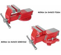 MORSA IN ACCIAIO FORGIATO DA BANCO BASE FISSA E GIREVOLE DA 125 mm CON INCUDINE