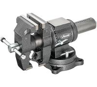 Morsa ViGOR V6150N, mandrino da 125 mm, larghezza massima di serraggio 130 mm, ruotabile sull'asse orizzontale e verticale, per pezzi piatti e tondi, angoli di lavoro flessibili'.