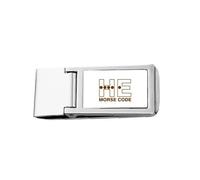 Morse Code He Point-Line Expressions Slim Money Clip in acciaio inox portafoglio tascabile