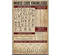 Morse Code Knowledge Morse Code Visual International Morse Code Targa in metallo con codice Morse, 20,3 x 30,5 cm